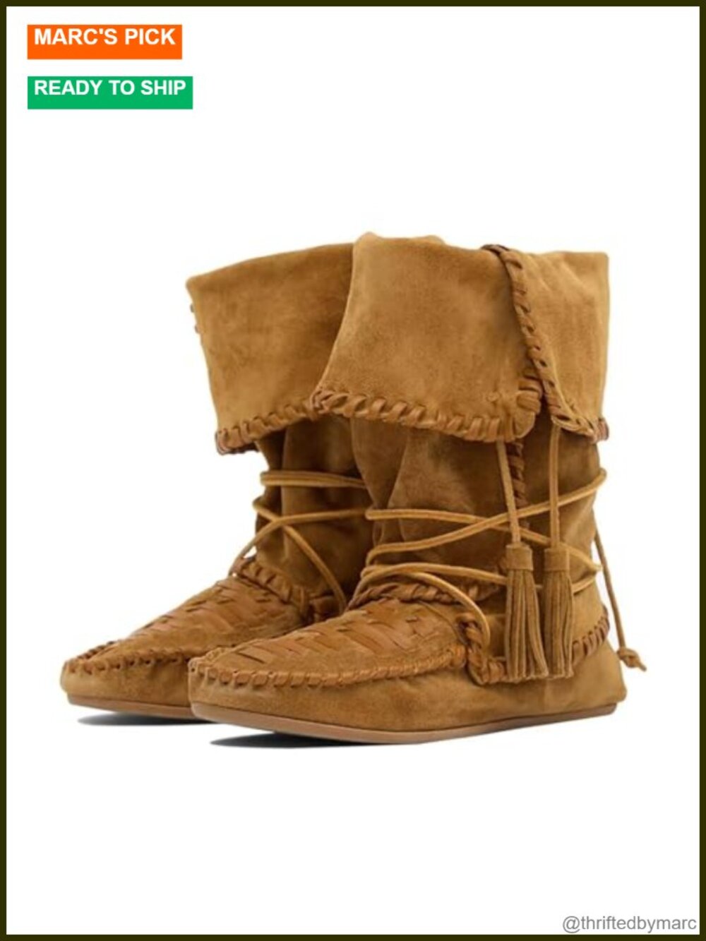 Suede Fold Over Slouchy Ankle Boots with Fringe - Boho Cowboy Booties